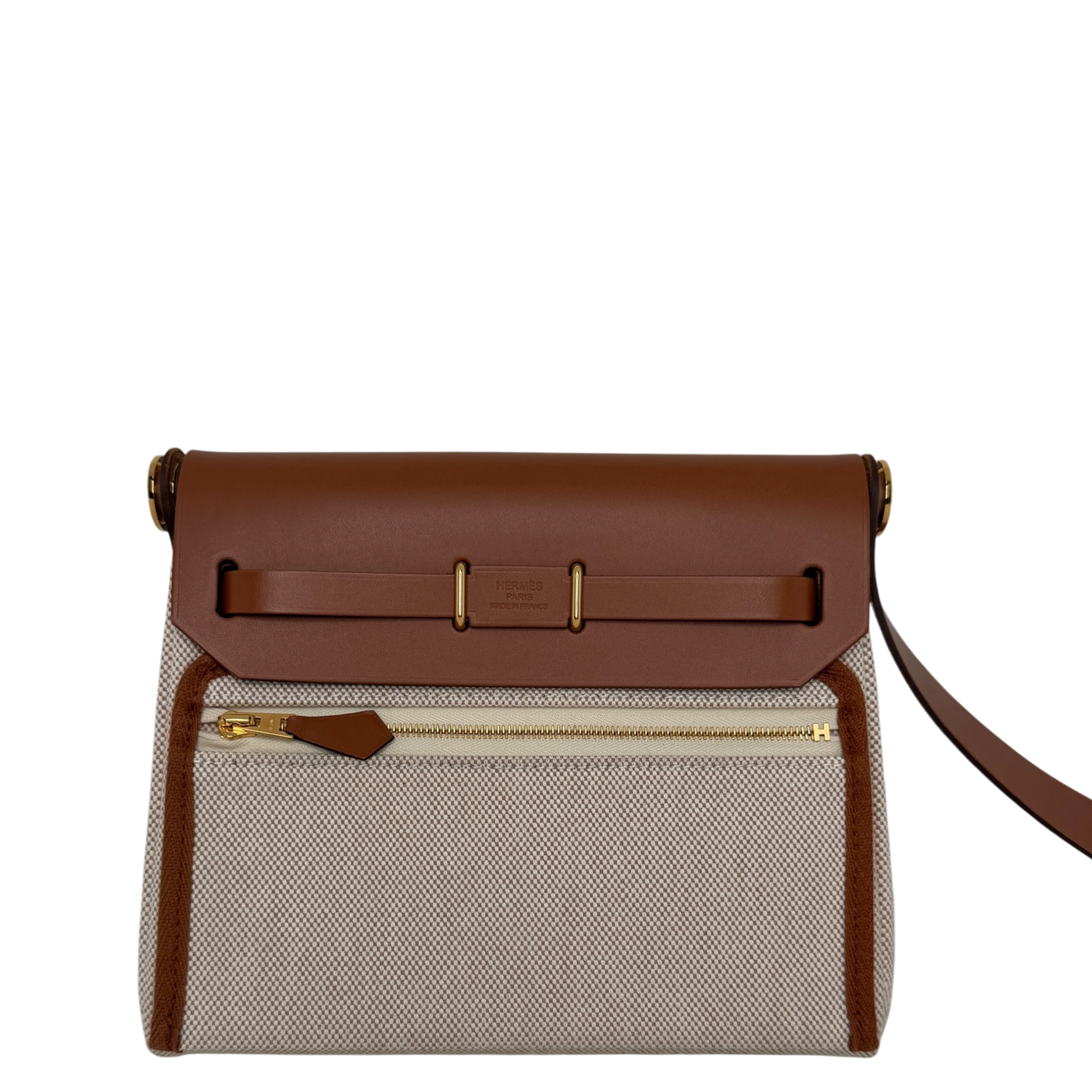Hermès Herbag Zip 20 Mini Toile H Viking Ecru-Beige Fauve Hermès