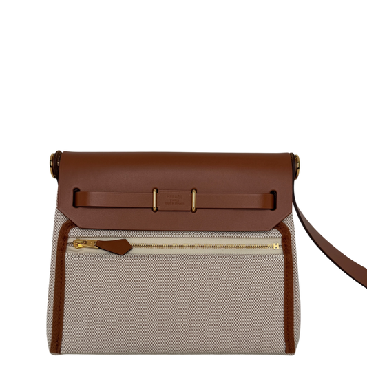 Hermès Herbag Zip 20 Mini Toile H Viking Ecru-Beige Fauve Hermès