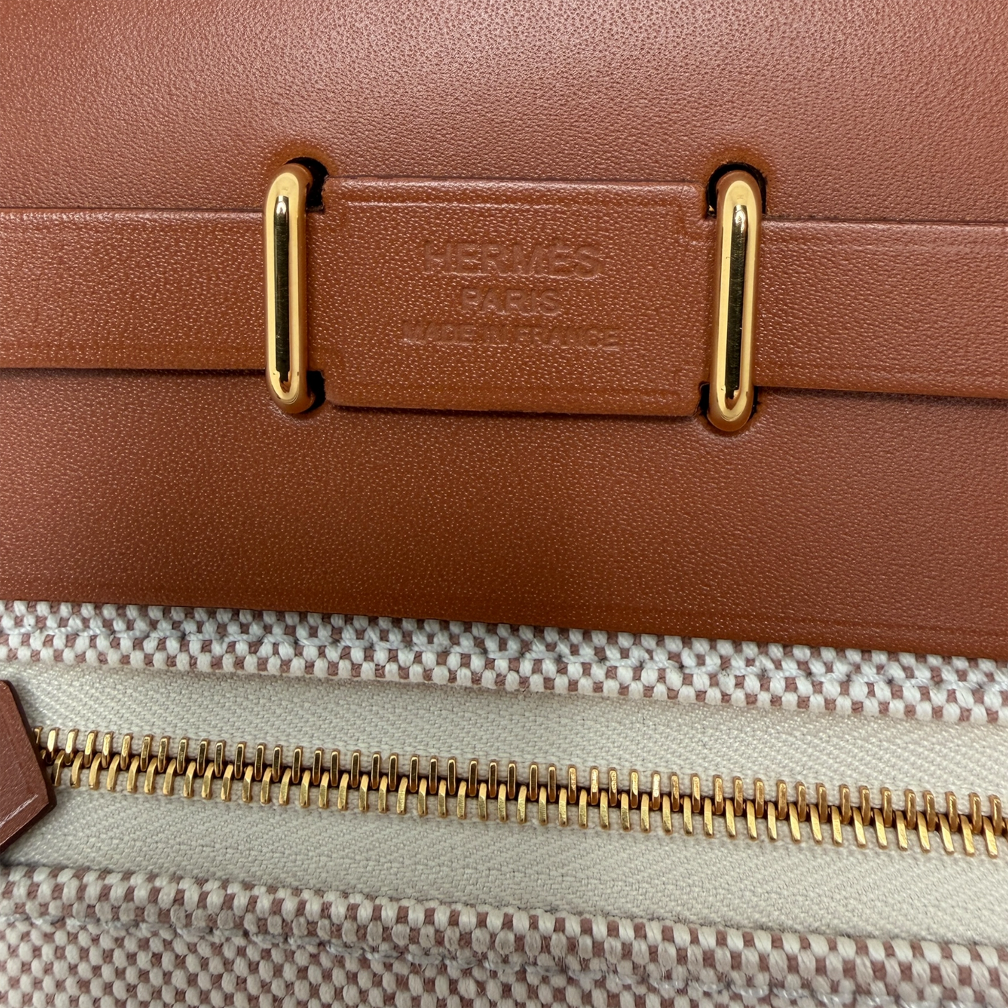 Hermès Herbag Zip 20 Mini Toile H Viking Ecru-Beige Fauve Hermès