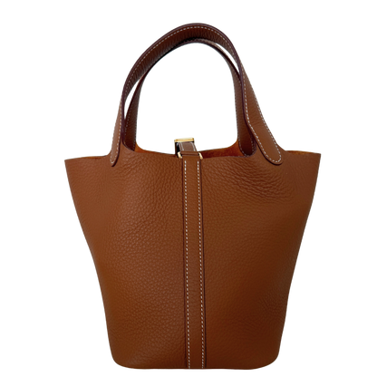 Hermès Picotin 18 Taurillon Clémence braun goldene Hardware 2025 Fullset / neuwertig Hermès