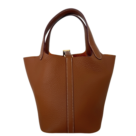 Hermès Picotin 18 Taurillon Clémence braun goldene Hardware 2025 Fullset / neuwertig Hermès