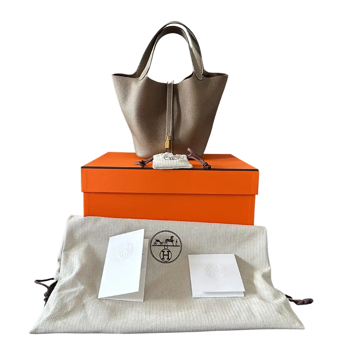 Hermès Picotin 22 Taurillon Clémence Étoupe 2024 Fullset / neu Hermès