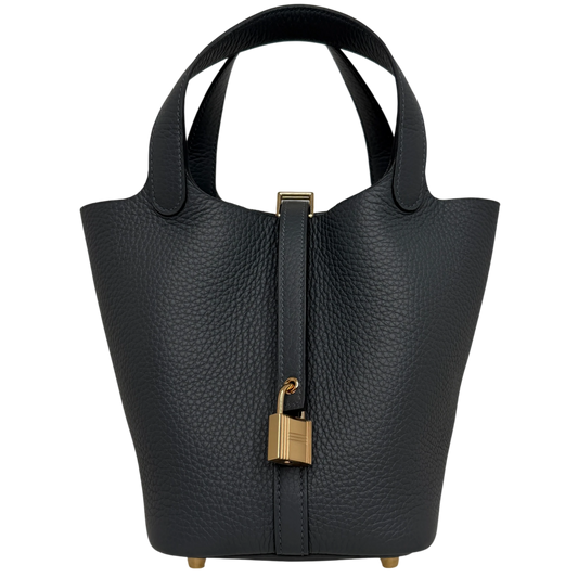 Hermès Picotin Lock 18 Taurillon Clémence Gris Misty Grau Gold Hermès