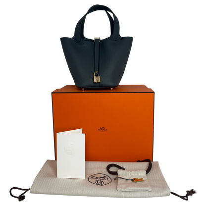 Hermès Picotin Lock 18 Taurillon Clémence Gris Misty Grau Gold Hermès