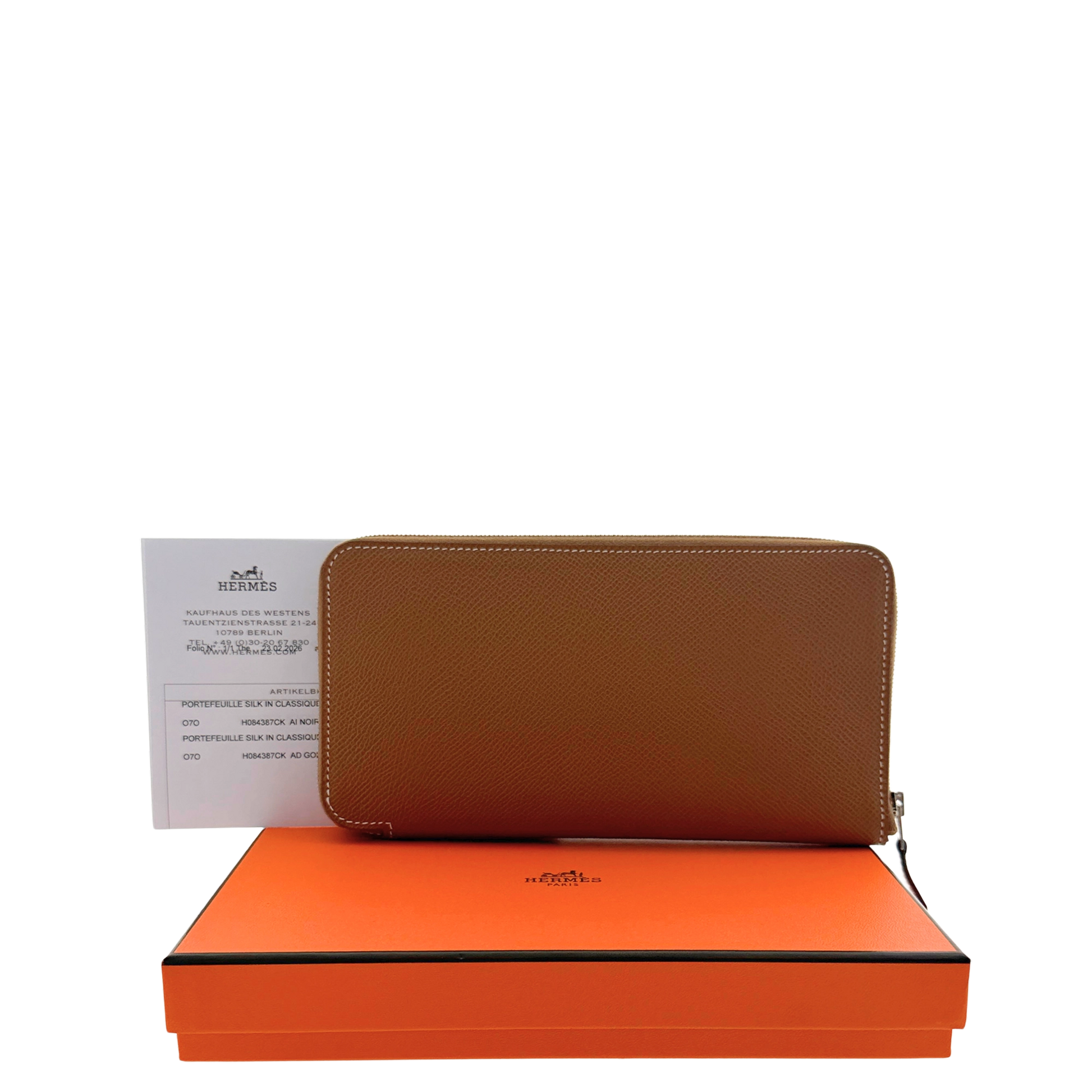 Hermès Silk'In Classique Brieftasche Epsom Leder braun Fullset / neuwertig Hermès