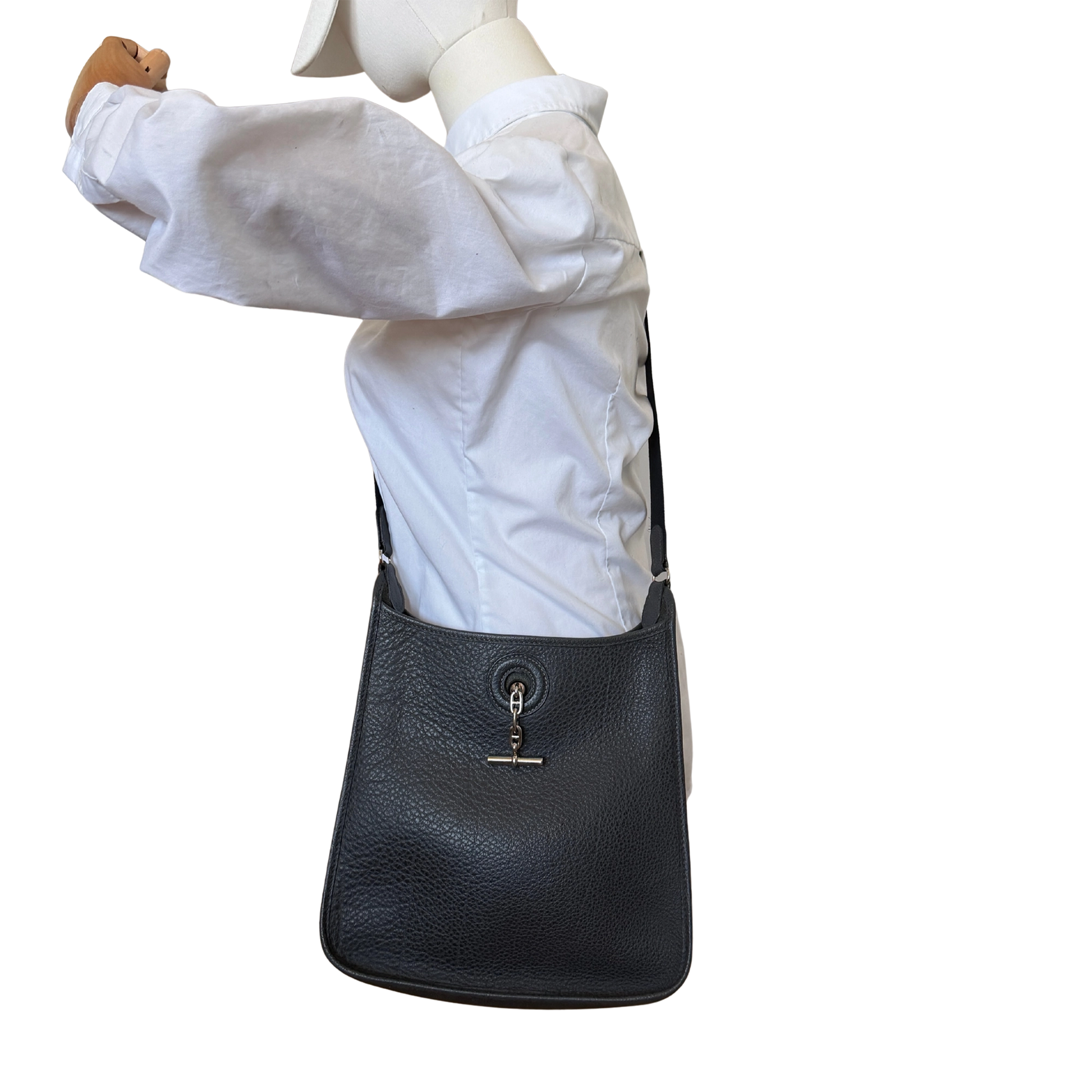 Hermès Vespa PM Vintage Clemence Leder dunkelgrau / sehr gut Hermès
