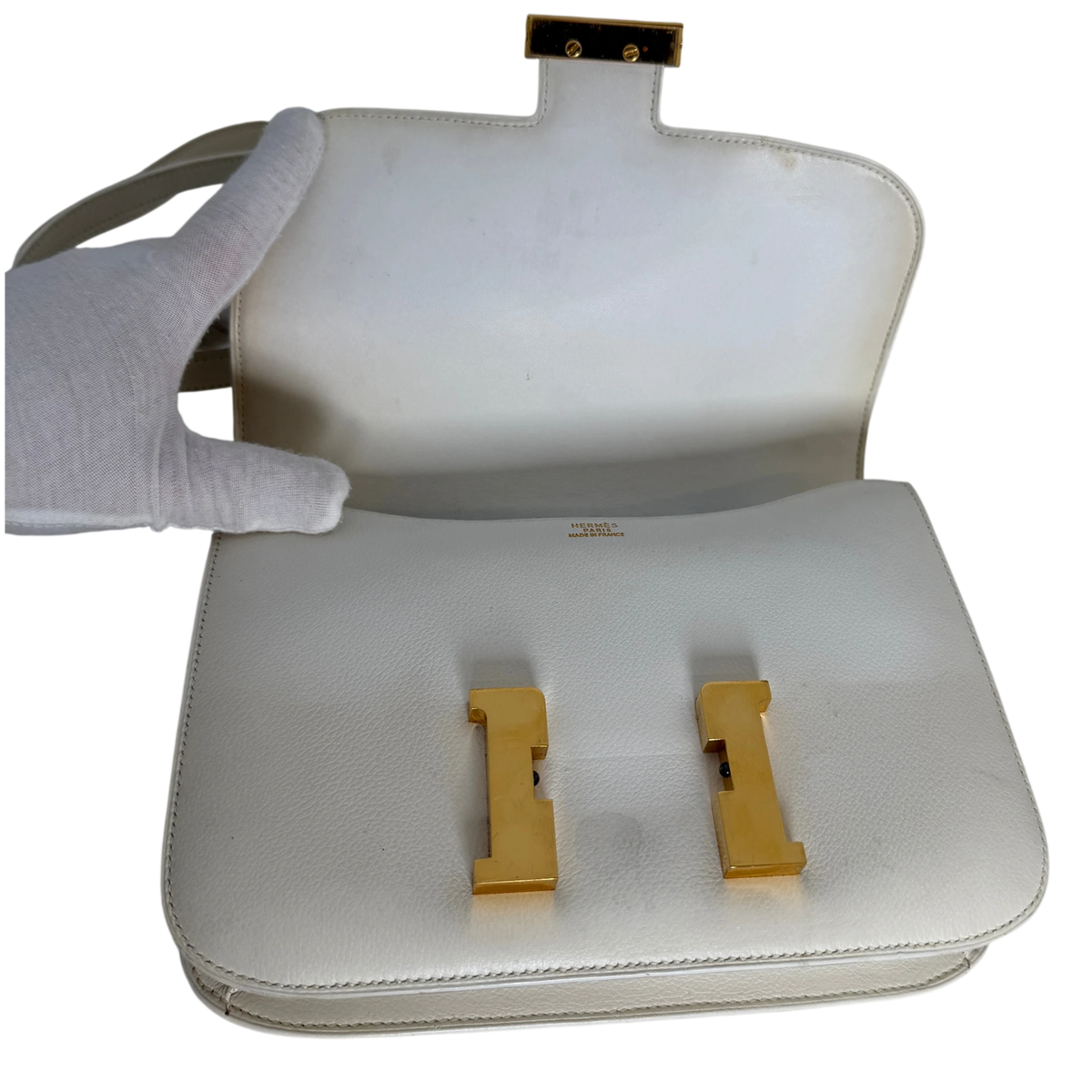Hermès Constance 23 Vintage 1994 Leder Weiß Gold – Ansicht 5