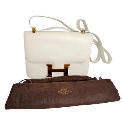 Hermès Constance 23 Vintage 1994 Leder Weiß Gold – Ansicht 22