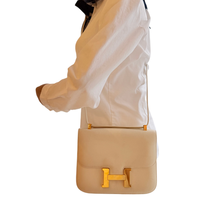 Hermès Constance 23 Vintage 1994 Leder Weiß Gold – Ansicht 23