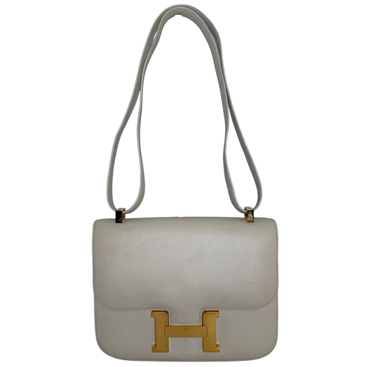 Hermès Constance 23 Vintage 1994 Leder Weiß Gold