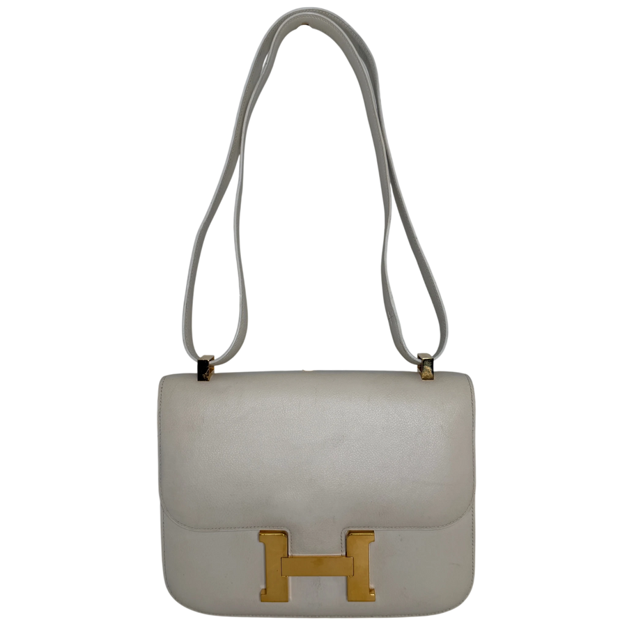 Hermès Constance 23 Vintage 1994 Leder Weiß Gold
