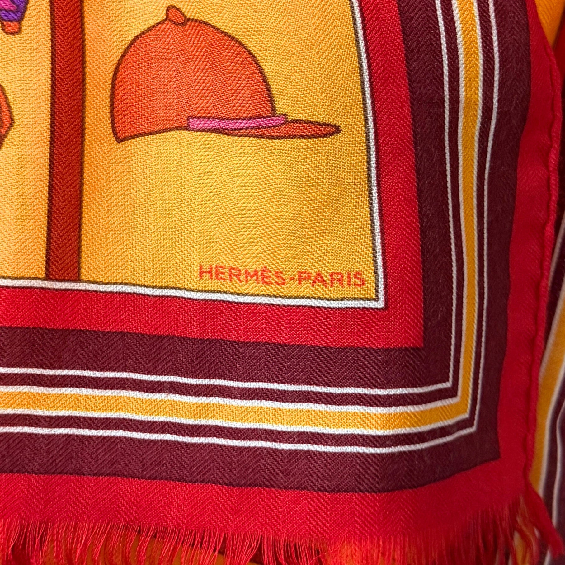 Hermès Schal Pferd Gelb Rot / neuwertig Hermès