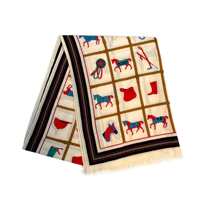 Hermès Schal Pferd Weiß / neuwertig Hermès