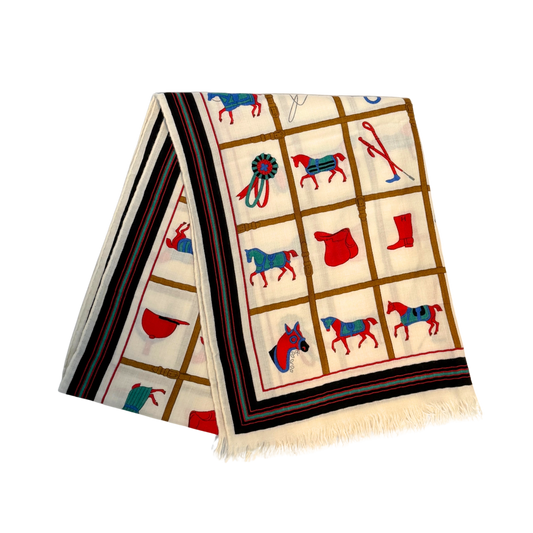 Hermès Schal Pferd Weiß / neuwertig Hermès
