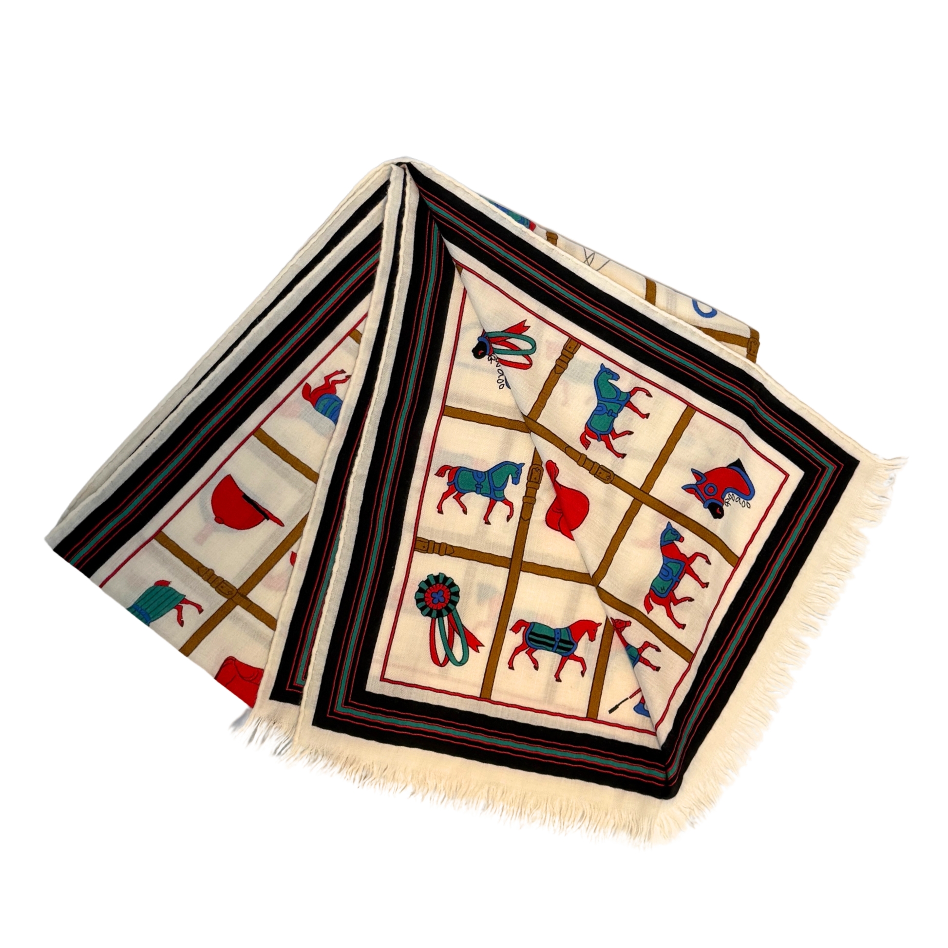 Hermès Schal Pferd Weiß / neuwertig Hermès
