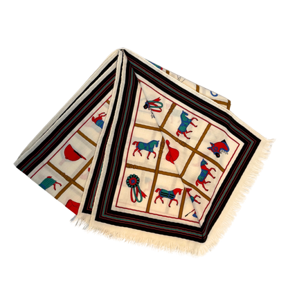 Hermès Schal Pferd Weiß / neuwertig Hermès