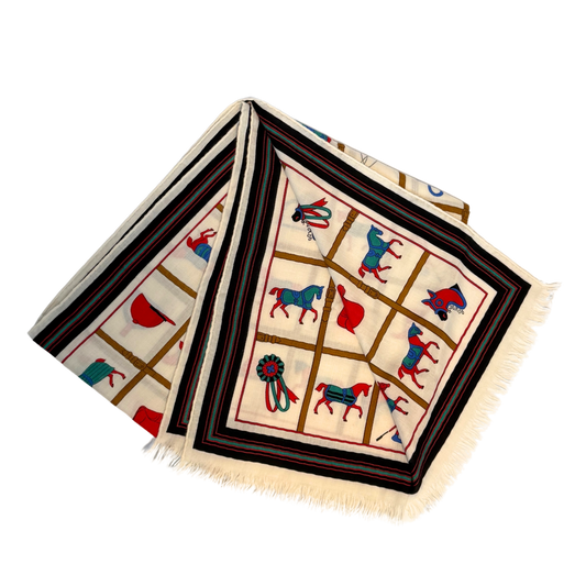 Hermès Schal Pferd Weiß / neuwertig Hermès