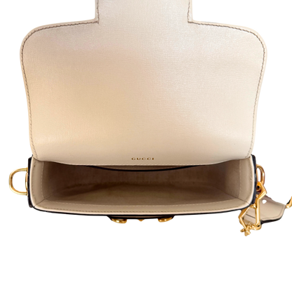 Gucci Kleine Horsebit 1955 Schultertasche Weiß / sehr gut Gucci