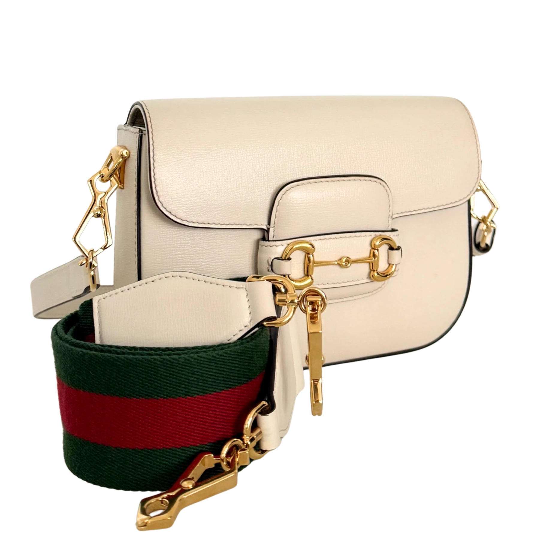 Gucci Kleine Horsebit 1955 Schultertasche Weiß / sehr gut Gucci
