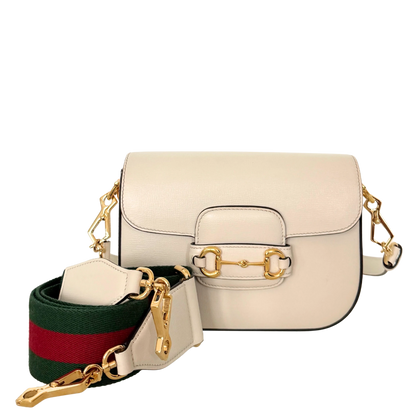 Gucci Kleine Horsebit 1955 Schultertasche Weiß / sehr gut Gucci