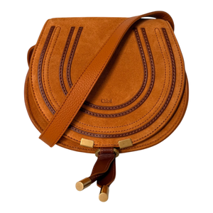 Chloé Marcie Small Saddle Bag Veloursleder Cognac / neuwertig