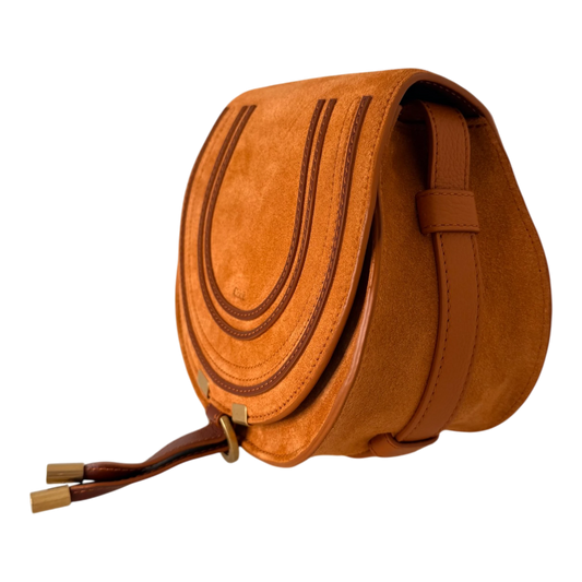 Chloé Marcie Small Saddle Bag Veloursleder Cognac / neuwertig Chloé