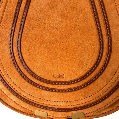 Chloé Marcie Small Saddle Bag Veloursleder Cognac / neuwertig Chloé