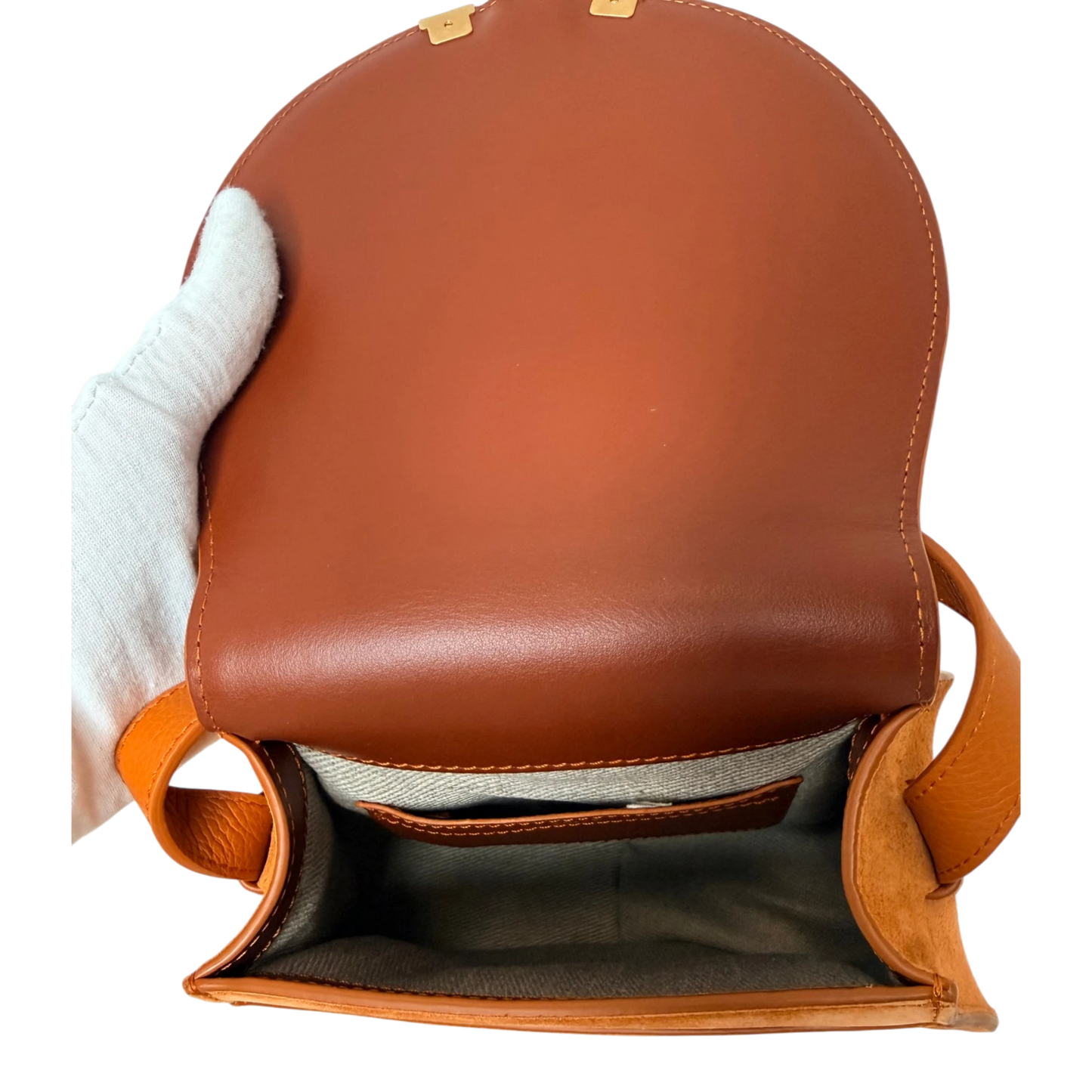 Chloé Marcie Small Saddle Bag Veloursleder Cognac / neuwertig Chloé