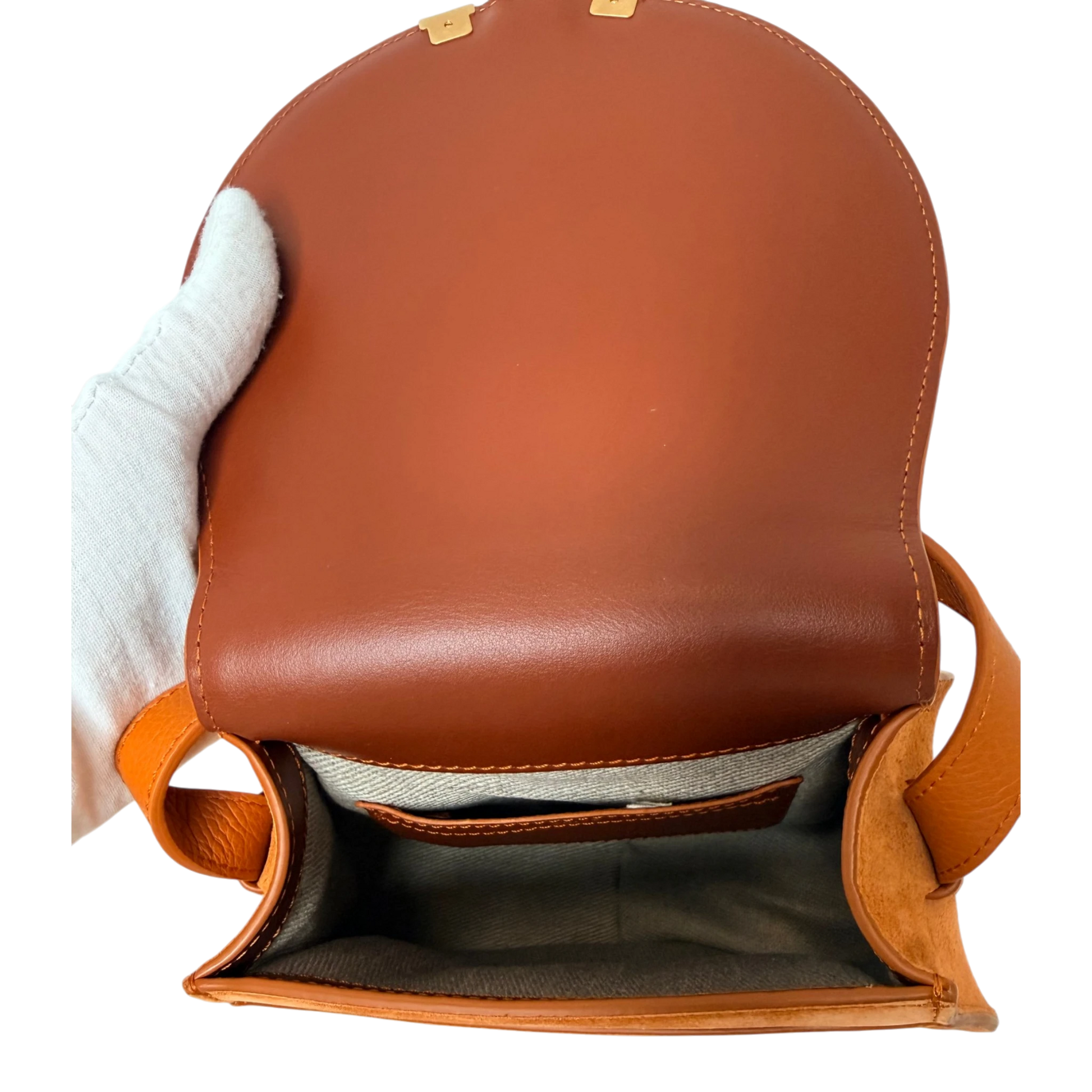 Chloé Marcie Small Saddle Bag Veloursleder Cognac / neuwertig Chloé