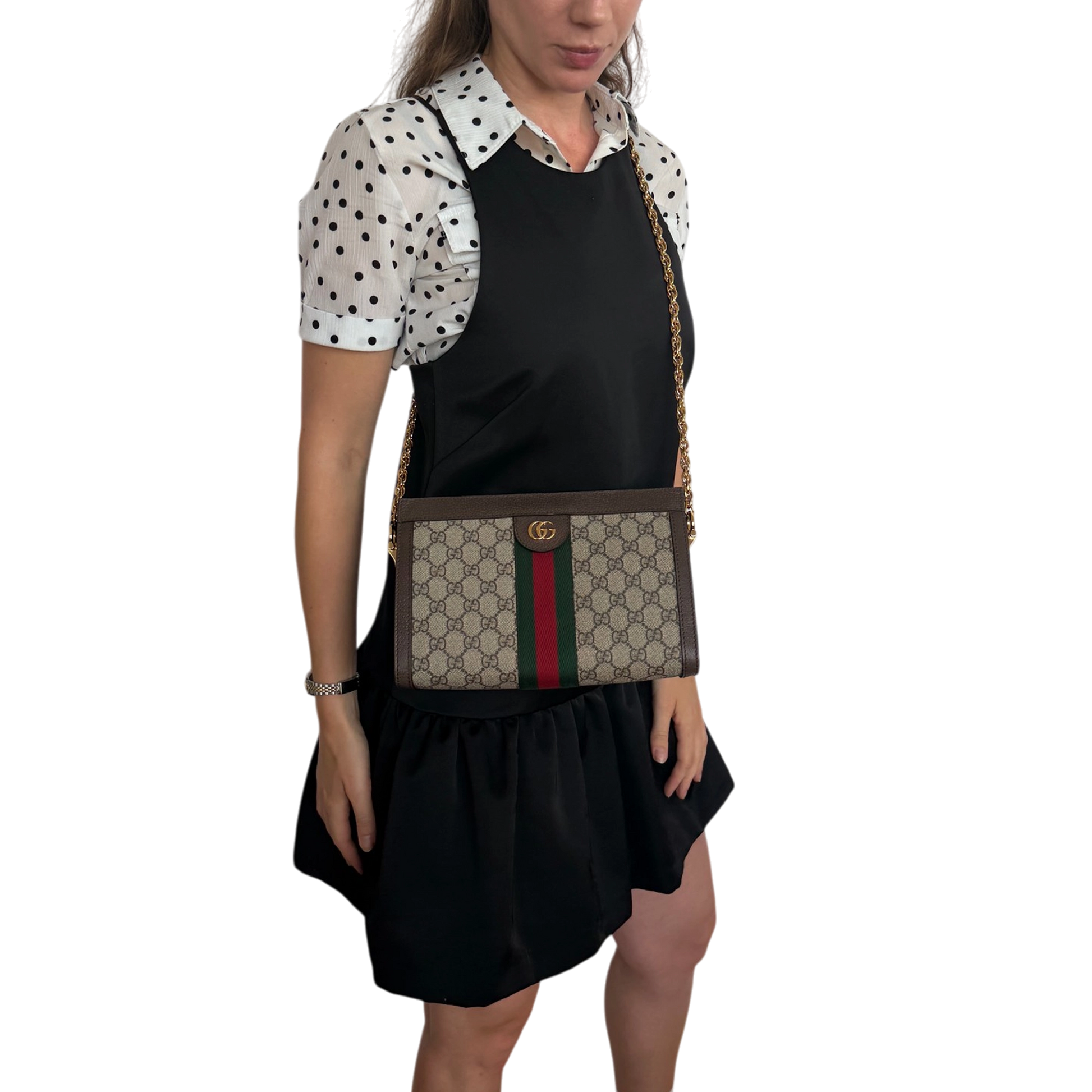 Gucci GG Supreme Monogram Web Small Ophidia braun / neuwertig Gucci