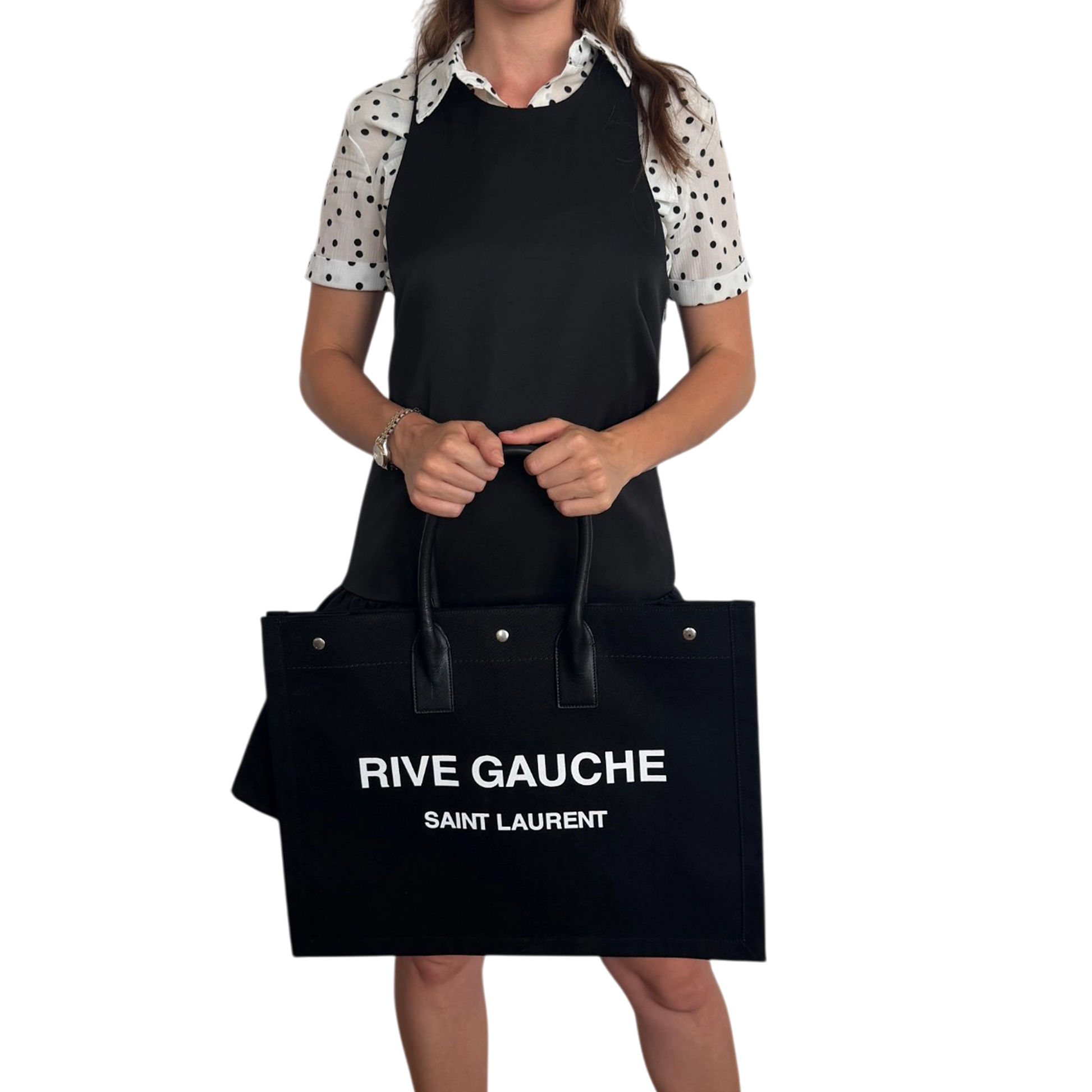 Saint Laurent Large Tote Tasche Rive Gauche Schwarz / neuwertig Saint Laurent
