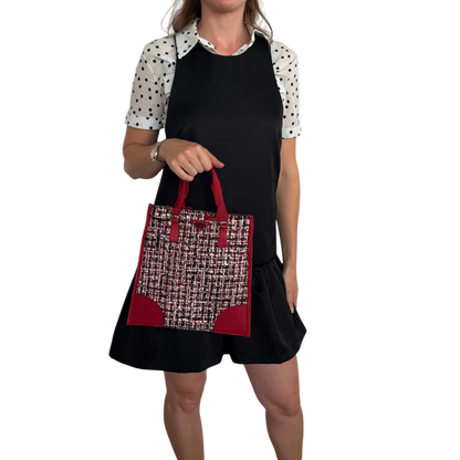 Prada Shopping Tote Bag Tweed/Bouclé rot / sehr gut Echtheitscheck