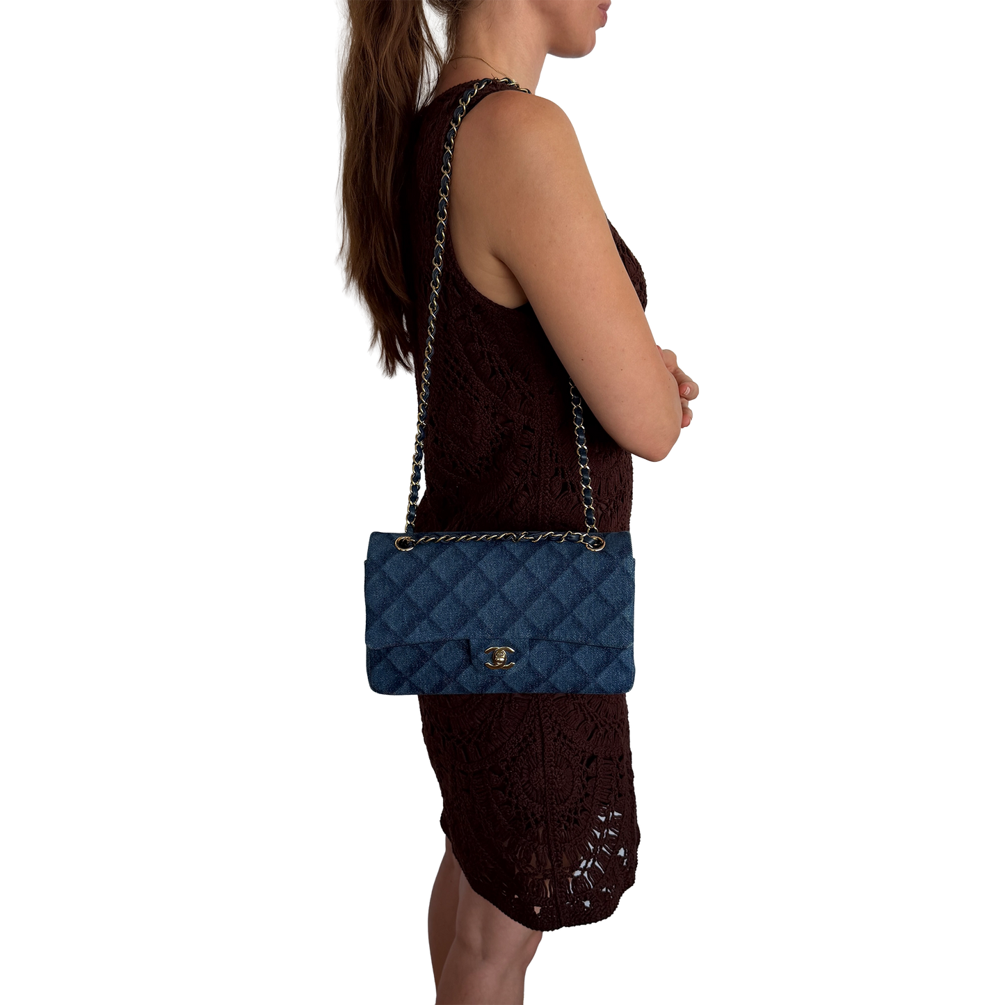 Chanel Timeless Double Flapbag Medium Denim blau 2022 / neuwertig Chanel