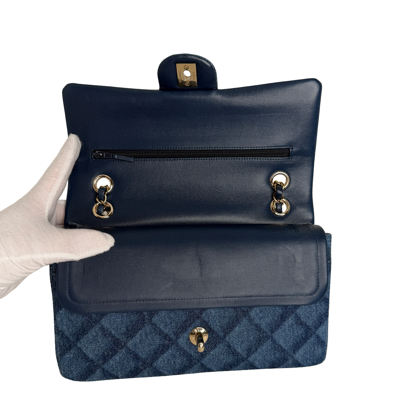 Chanel Timeless Double Flapbag Medium Denim blau 2022 / neuwertig Chanel
