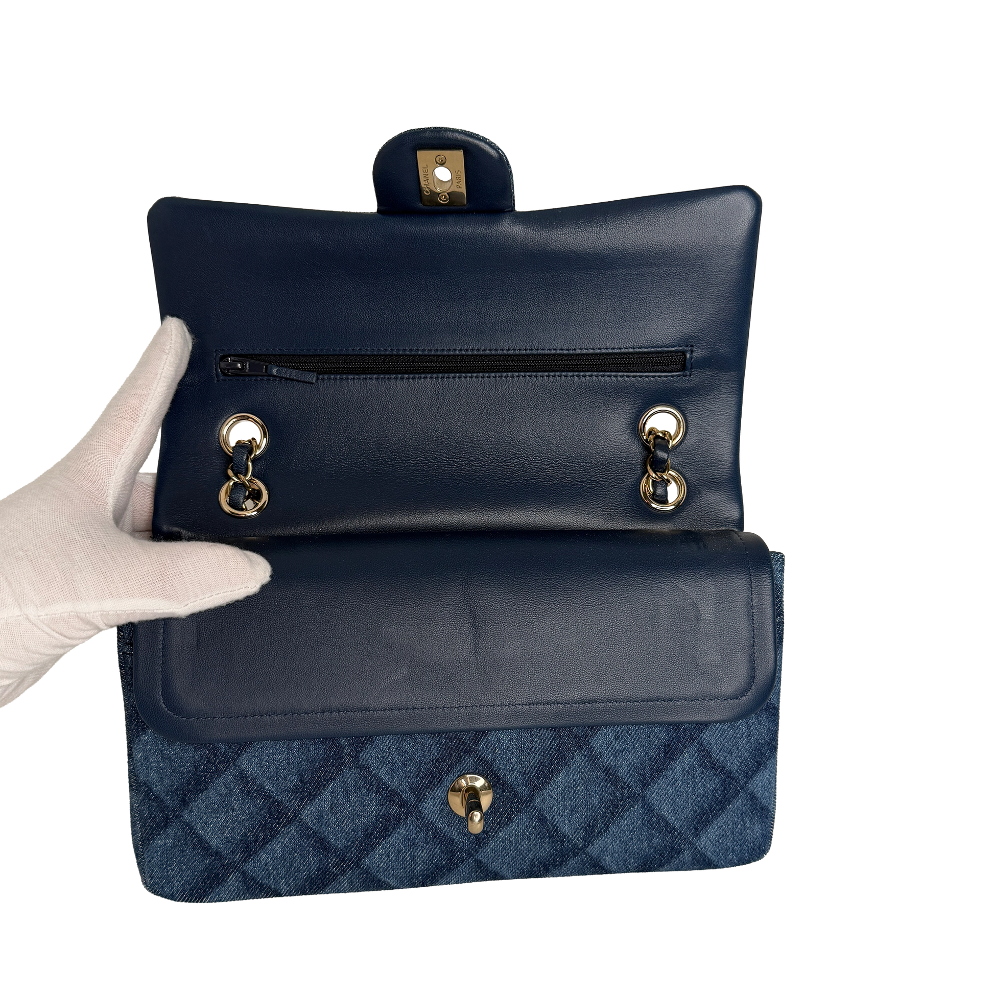 Chanel Timeless Double Flapbag Medium Denim blau 2022 / neuwertig Chanel