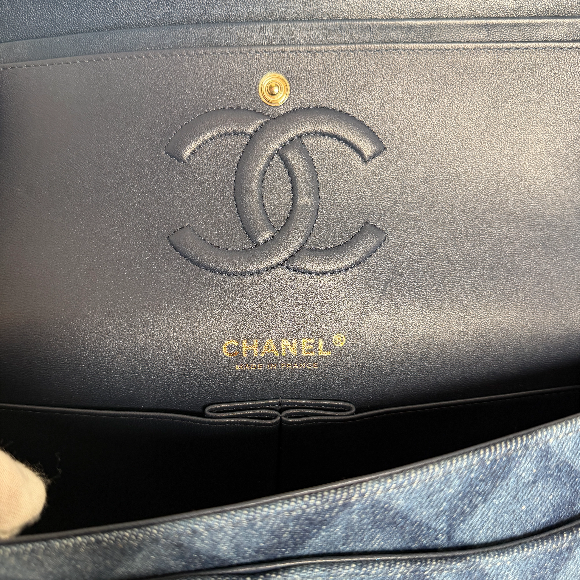 Chanel Timeless Double Flapbag Medium Denim blau 2022 / neuwertig Chanel
