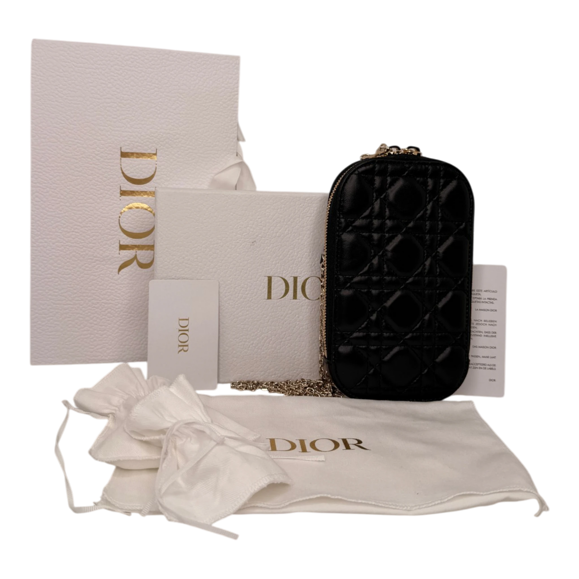 Dior Lady Dior Call'in Smartphone Tasche Lammleder schwarz 2025 / neuwertig Dior