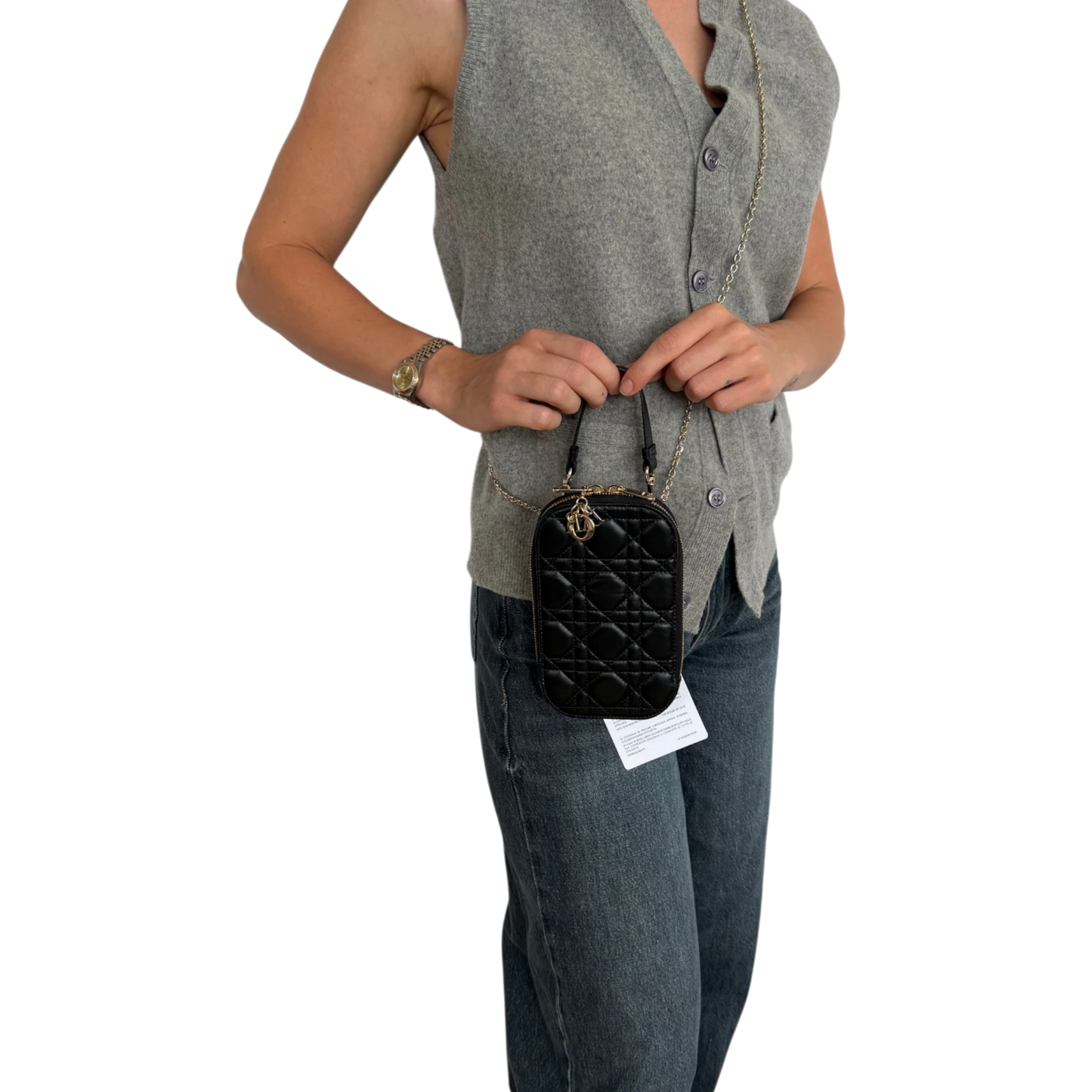 Dior Lady Dior Call'in Smartphone Tasche Lammleder schwarz 2025 / neuwertig Dior