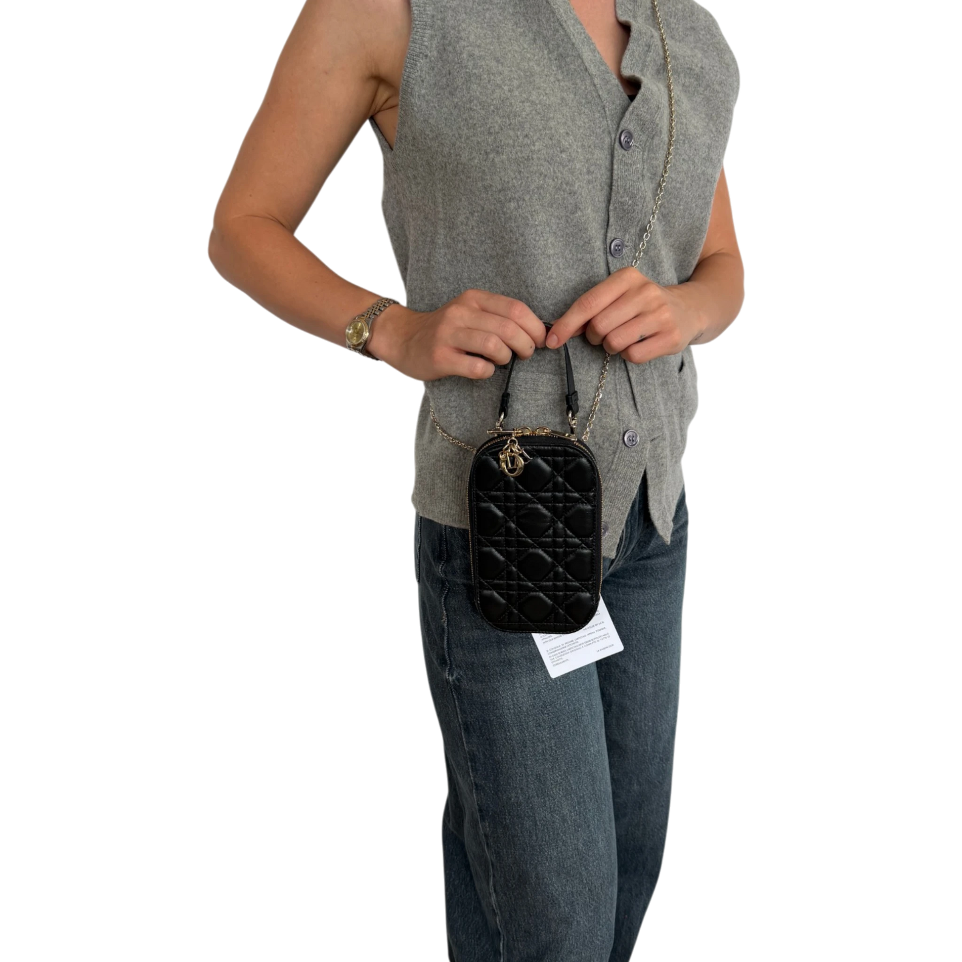 Dior Lady Dior Call'in Smartphone Tasche Lammleder schwarz 2025 / neuwertig Dior