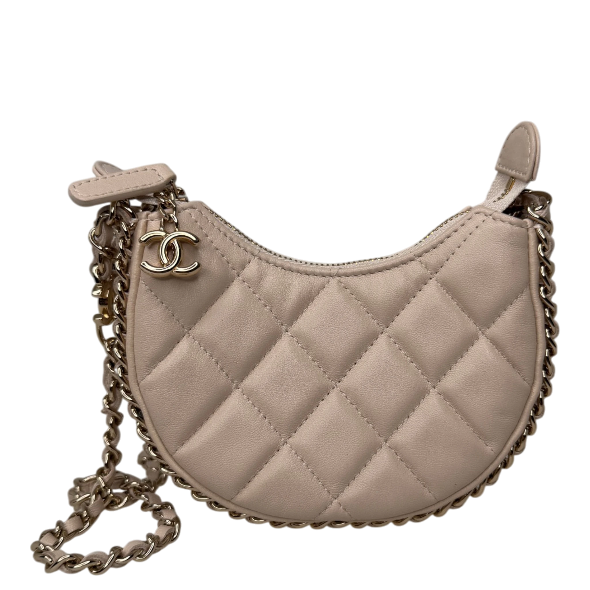 Chanel Hobo Bag Mini light beige Lammleder / sehr gut Chanel
