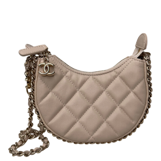 Chanel Hobo Bag Mini light beige Lammleder / sehr gut Chanel