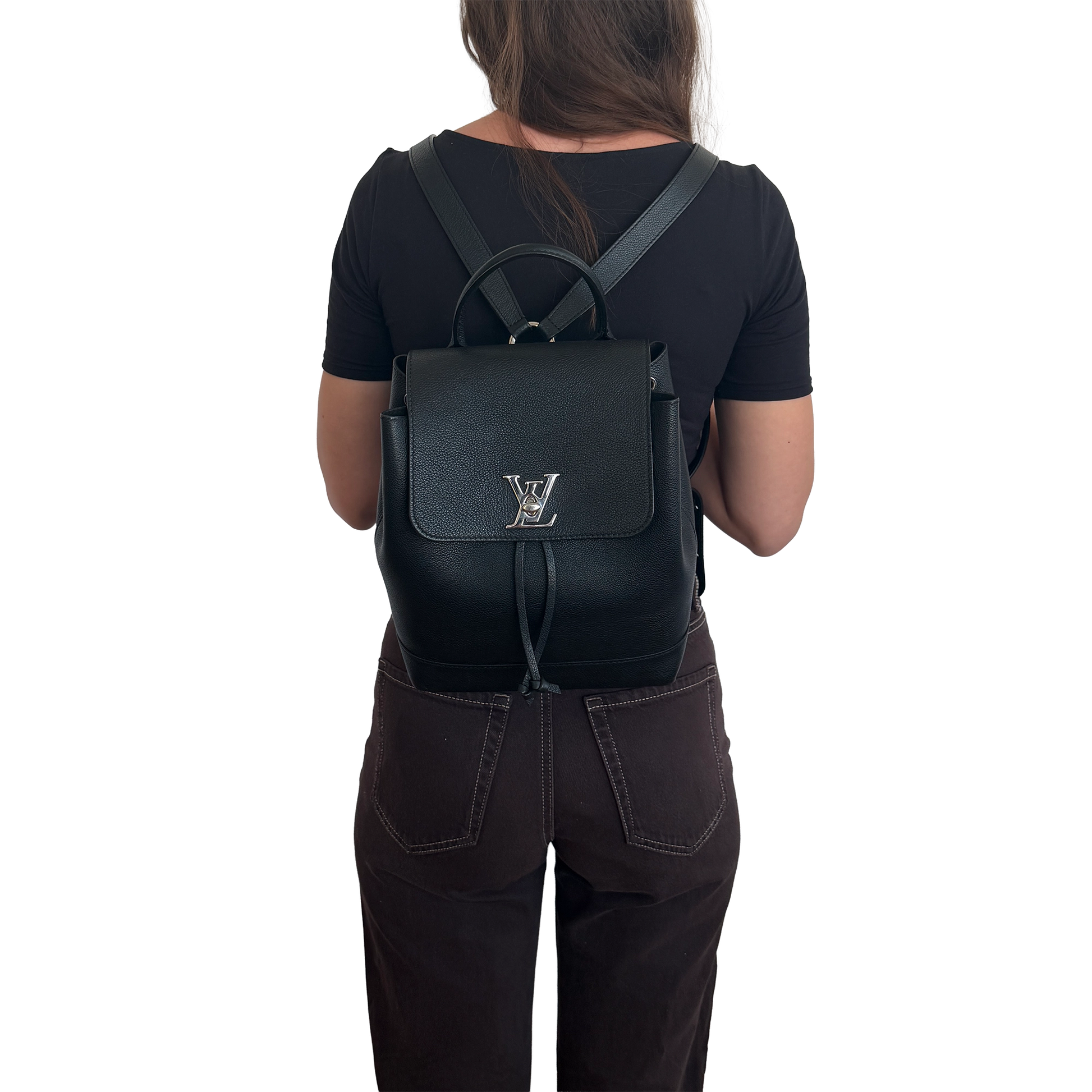 Louis Vuitton Lockme Lederrucksack schwarz silber / sehr gut Louis Vuitton