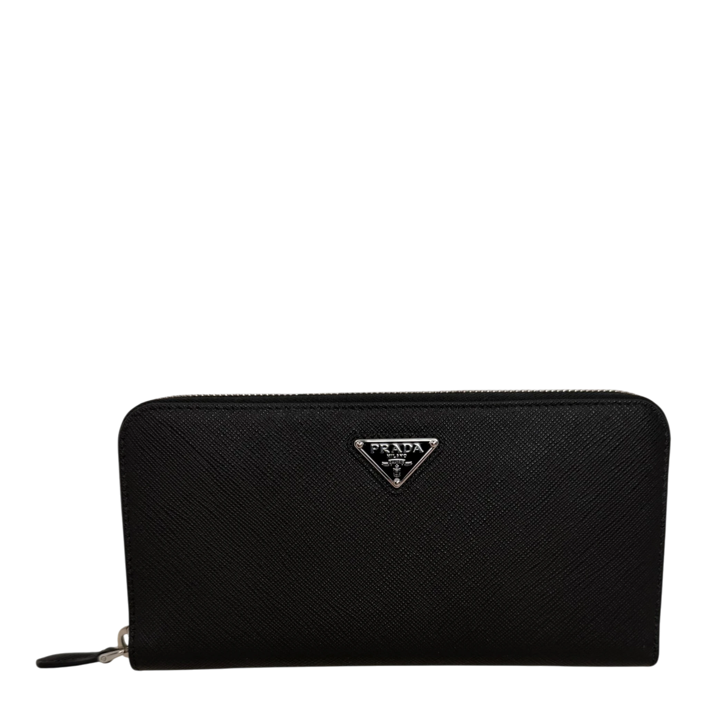 Prada Saffiano Zip Geldbörse Leder schwarz Fullset Prada