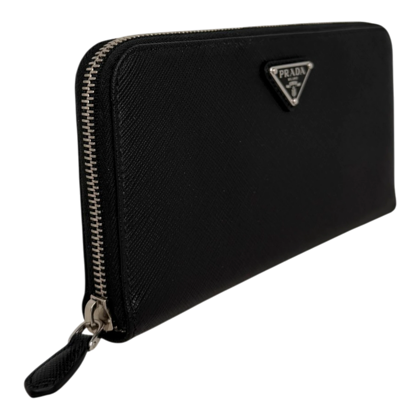 Prada Saffiano Zip Geldbörse Leder schwarz Fullset Prada
