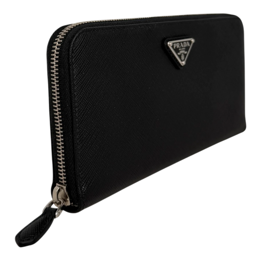 Prada Saffiano Zip Geldbörse Leder schwarz Fullset Prada