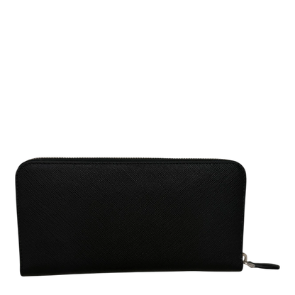 Prada Saffiano Zip Geldbörse Leder schwarz Fullset Prada