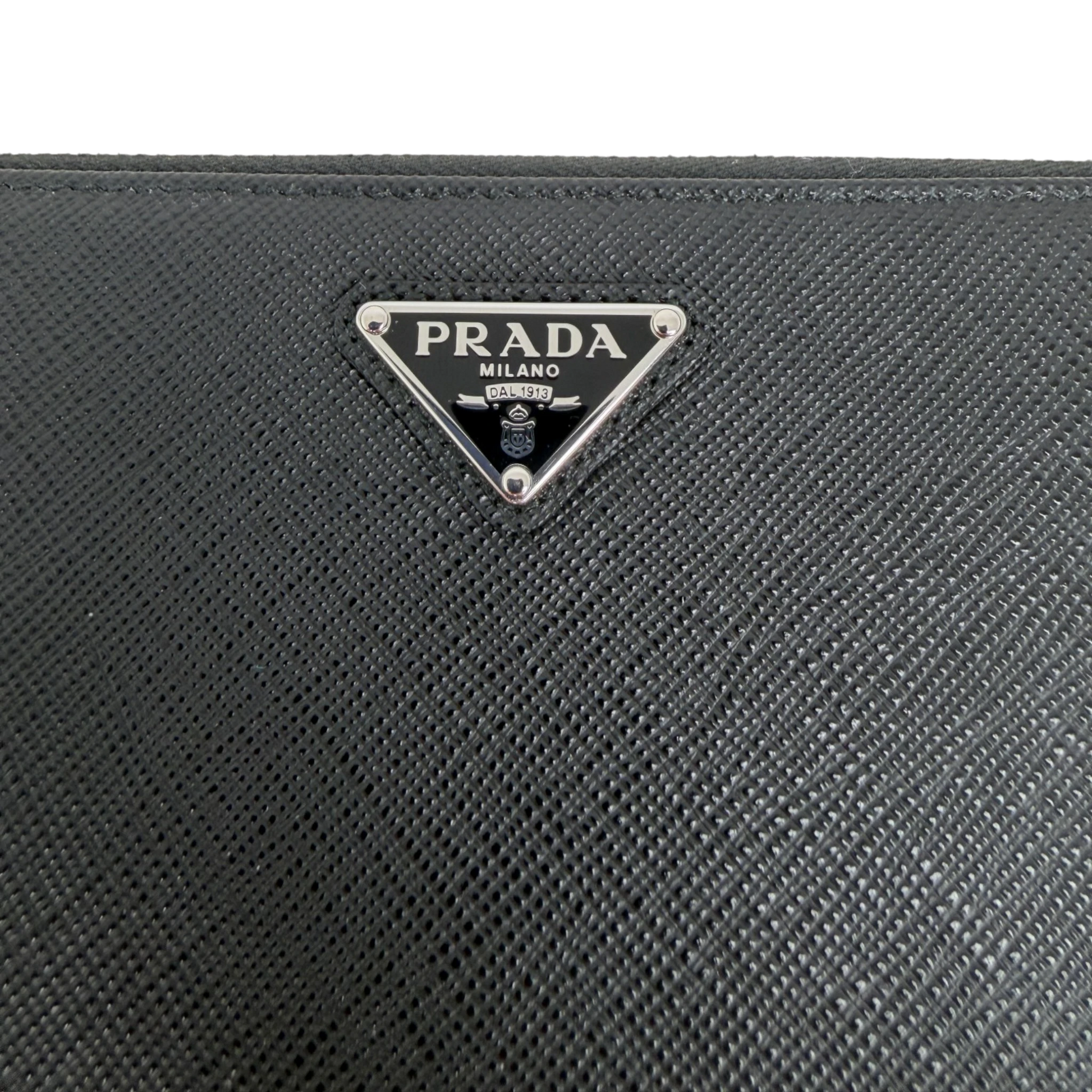 Prada Saffiano Zip Geldbörse Leder schwarz Fullset Prada