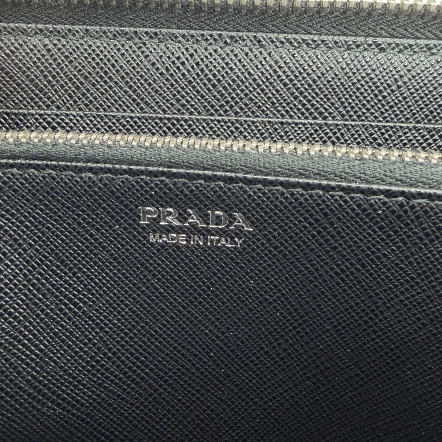 Prada Saffiano Zip Geldbörse Leder schwarz Fullset Prada