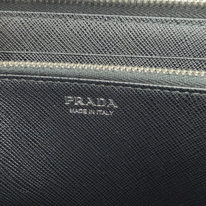 Prada Saffiano Zip Geldbörse Leder schwarz Fullset Prada