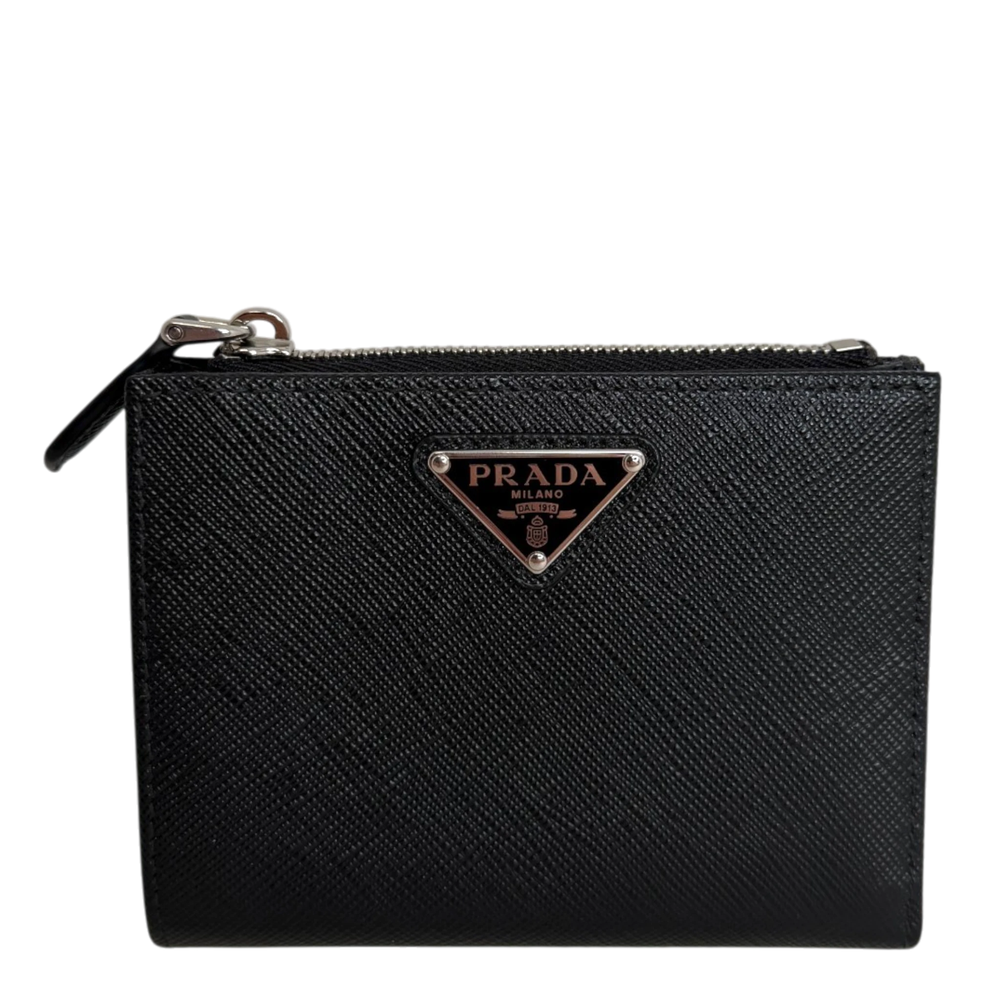 Prada Portemonnaie Saffiano Small Leder schwarz Fullset Prada